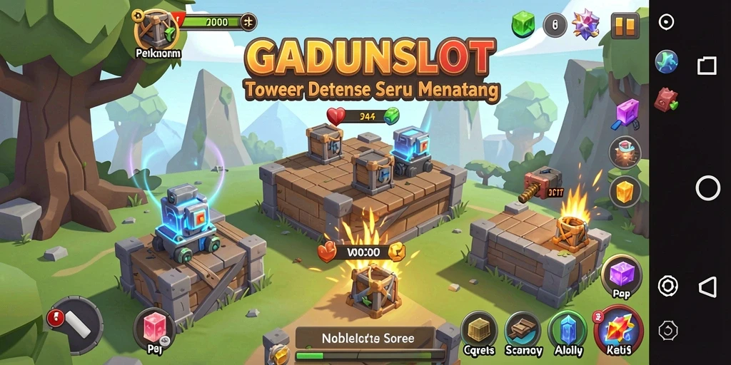 Tampilan gameplay menakjubkan dari GADUNSLOT dengan strategi menara.