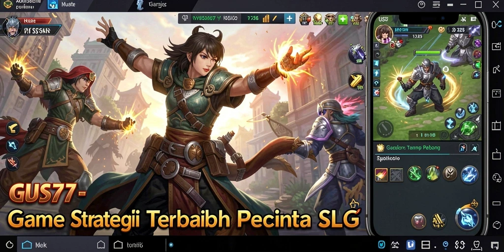 Screenshot utama GUS77 menampilkan aksi pertempuran SLG yang intens.