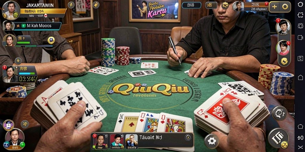 Tampilan gameplay seru JAKARTAWIN saat pertandingan QiuQiu.
