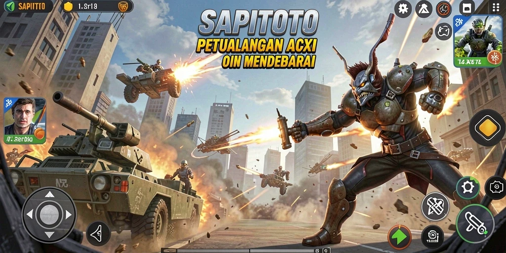 Tampilan gameplay dinamis dan mendebarkan dari SAPITOTO yang penuh aksi.
